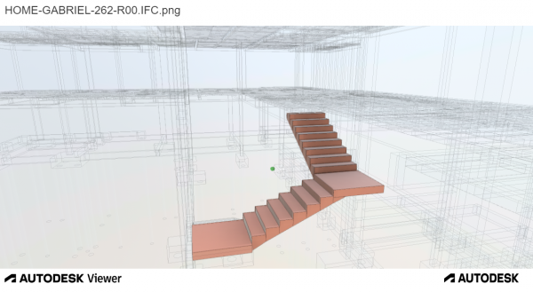 Escada de projeto em BIM. Arquivo pessoal. Autodesk Viewer